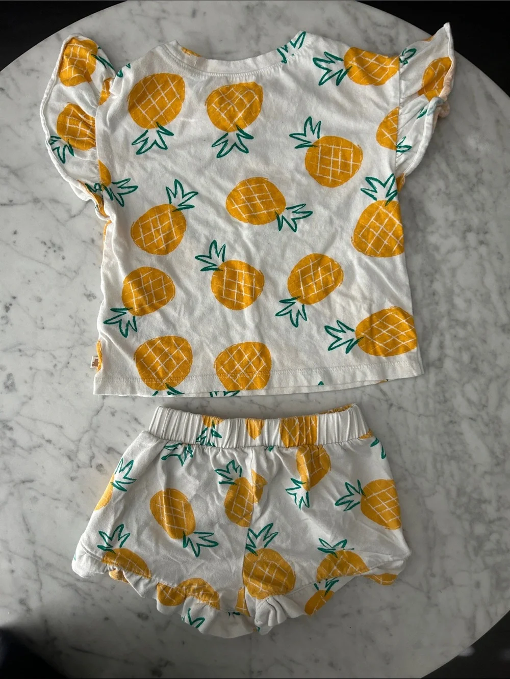 GAP White Pineapple Print Pajama Set - Yellow & Green